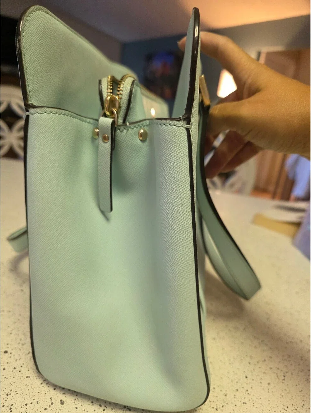 Kate Spade New York Mint Green Saffiano Leather Tote Bag
